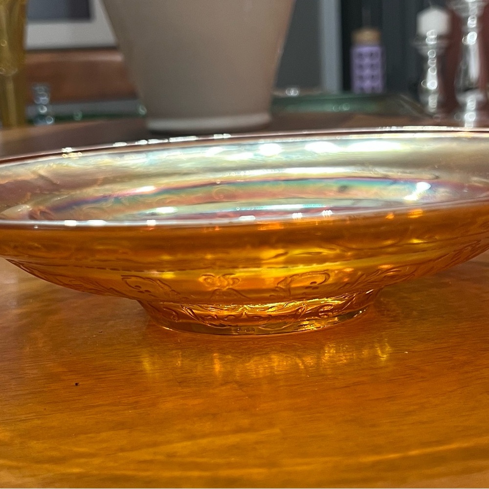 Amber carnival Glass Decorative Plate
